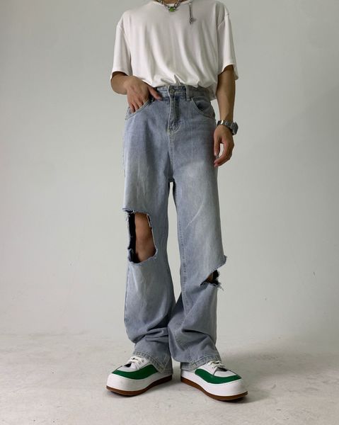 women's jeans eukaaru light blue distressed ripped men's hip hop korean straight tube loose middle-waisted wide leg pants women b8
women's jeans eukaaru light blue distressed ripped men's hip hop korean straight tube loose middle-waisted wide leg pants women b8
