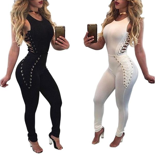 women's jumpsuits & rompers black white side lace up bandage catsuit macacao de renda summer women sleeveless hollow out one piece long
women's jumpsuits & rompers black white side lace up bandage catsuit macacao de renda summer women sleeveless hollow out one piece long