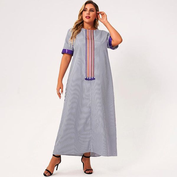 plus size dresses 2021 summer maxi dress women blue loose tassel vertisal stripe hemmed short sleeve large vintange party robes, Black
plus size dresses 2021 summer maxi dress women blue loose tassel vertisal stripe hemmed short sleeve large vintange party robes, Black