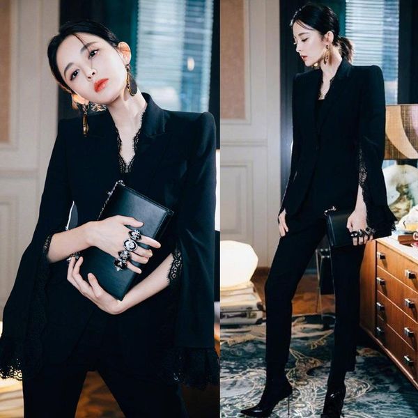 spring 2021 autumn women elegant black lace patchwork split sleeve blazer + ankle length pants 2 pieces set y242 women's two piece, White
spring 2021 autumn women elegant black lace patchwork split sleeve blazer + ankle length pants 2 pieces set y242 women's two piece, White