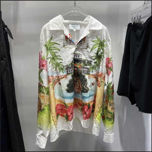 casablanca hawaiian island scenery long sleeve shirt lazy holiday style cotton casual men's shirt, White;black
casablanca hawaiian island scenery long sleeve shirt lazy holiday style cotton casual men's shirt, White;black