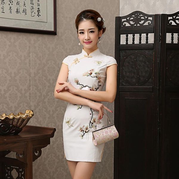 women silm satin cheongsam qipao short chinese dress female flower retro wedding evening party 18 ethnic clothing, Red
women silm satin cheongsam qipao short chinese dress female flower retro wedding evening party 18 ethnic clothing, Red