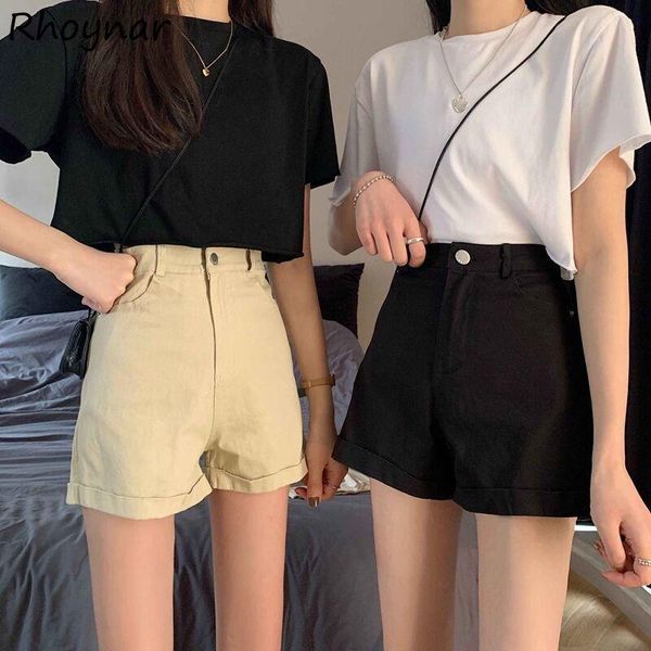 women's shorts women all-match 4 colors trendy solid simple korean style students casual friends high waist a-line bottom summer basic, White;black
women's shorts women all-match 4 colors trendy solid simple korean style students casual friends high waist a-line bottom summer basic, White;black