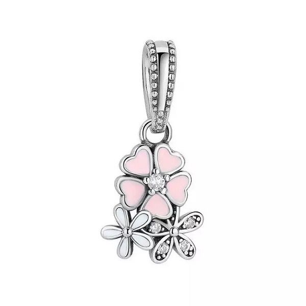 

fits pandora bracelets 20pcs pink enamel magnolia dangle silver charms fits pandora charms bracelet beads for jewelry making 925 sterling si, Black