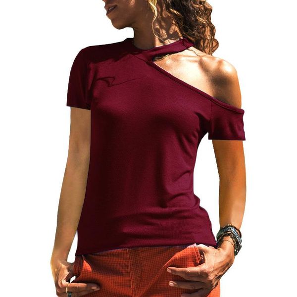 women's t-shirt women skew collar hollow out design off shoulder summer solid color casual slim short sleeve pullover tee plus size, White
women's t-shirt women skew collar hollow out design off shoulder summer solid color casual slim short sleeve pullover tee plus size, White
