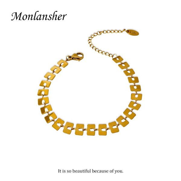link, chain monlansher geometric rectangle slices bracelet 3 color titanium steel women's trendy bracelets jewelry gift, Black
link, chain monlansher geometric rectangle slices bracelet 3 color titanium steel women's trendy bracelets jewelry gift, Black