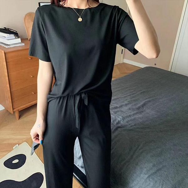 ice silk pajamas soft womens sleepwears loose casual thin short sleeved t shirt wide leg pants home service two piece, Black;red
ice silk pajamas soft womens sleepwears loose casual thin short sleeved t shirt wide leg pants home service two piece, Black;red
