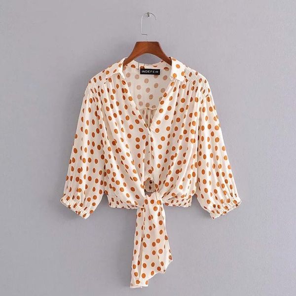 chic lady polka dot print summer blouse female fashion elastic waist knotted bow single breasted shirts women's short blouses &, White
chic lady polka dot print summer blouse female fashion elastic waist knotted bow single breasted shirts women's short blouses &, White