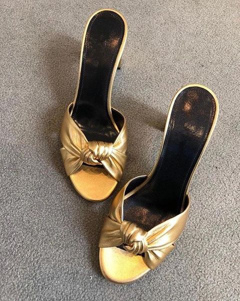 gold metallic leather knot sandals chunky high heel open toe mule 9cm designer shoes summer woman size 41 block, Black
gold metallic leather knot sandals chunky high heel open toe mule 9cm designer shoes summer woman size 41 block, Black
