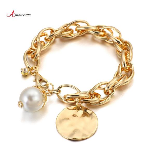 amorcome femme big pearl pendant bracelets for women 2021 gold color chunky thick chain bracelet girls fashion jewelry, Black
amorcome femme big pearl pendant bracelets for women 2021 gold color chunky thick chain bracelet girls fashion jewelry, Black