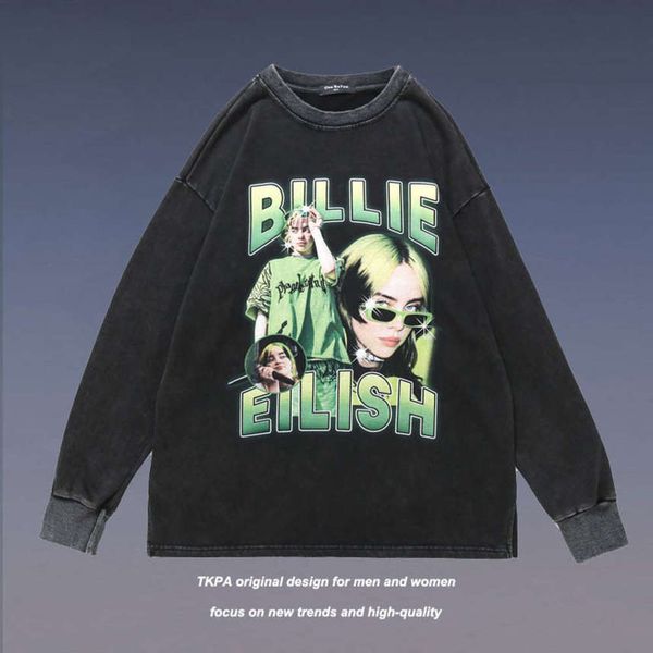 tkpa high street billie head print long sleeve sweater men's and women's fashion brand loose street top, Black
tkpa high street billie head print long sleeve sweater men's and women's fashion brand loose street top, Black