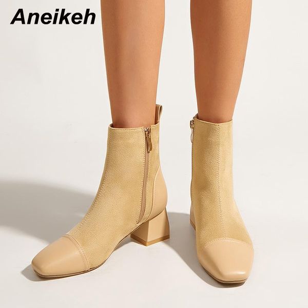 boots aneikeh spring flock elegant sewing patchwork basic ankle square heel women's shoes 2021 fashion non-slip party zipper, Black
boots aneikeh spring flock elegant sewing patchwork basic ankle square heel women's shoes 2021 fashion non-slip party zipper, Black