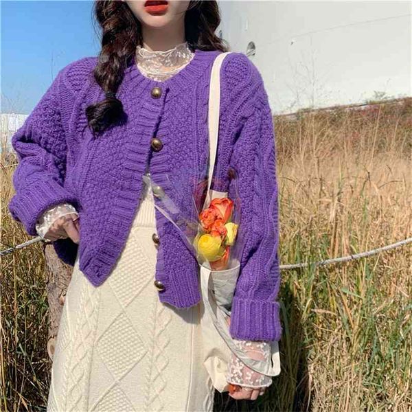 korobov new chic o neck knitted sweet single breasted long sleeve cardigans autumn winter korean elegant sueter mujer 210430, White;black
korobov new chic o neck knitted sweet single breasted long sleeve cardigans autumn winter korean elegant sueter mujer 210430, White;black