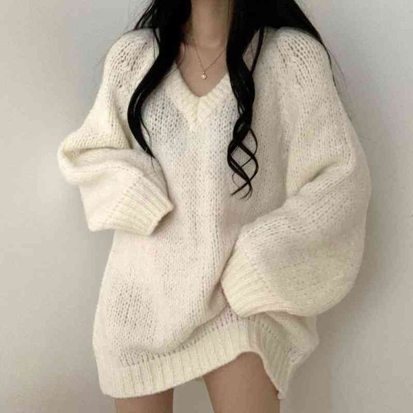 women's sweaters autumn cozy korean knit blouses fashion long sleeve jumpers with women's v-low y2k simple loose oversize feminine, White;black
women's sweaters autumn cozy korean knit blouses fashion long sleeve jumpers with women's v-low y2k simple loose oversize feminine, White;black