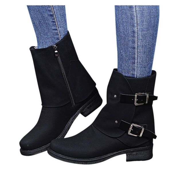 boots retro women's shoes fashion women leather square heel zipper solid color short booties round toe drop 2108, Black
boots retro women's shoes fashion women leather square heel zipper solid color short booties round toe drop 2108, Black