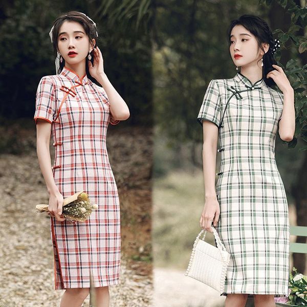 chinese cheongsam qipao women dress modern 2021 slim cotton plaid improved cheongsams vintage dresses for girls wedding party ethnic clothin, Red
chinese cheongsam qipao women dress modern 2021 slim cotton plaid improved cheongsams vintage dresses for girls wedding party ethnic clothin, Red