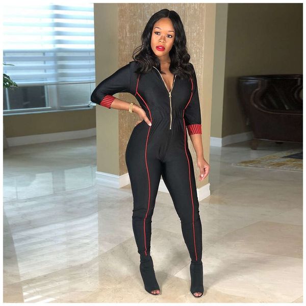 autumn and winter new women's long sleeve zipper high waist slim jumpsuit, White
autumn and winter new women's long sleeve zipper high waist slim jumpsuit, White