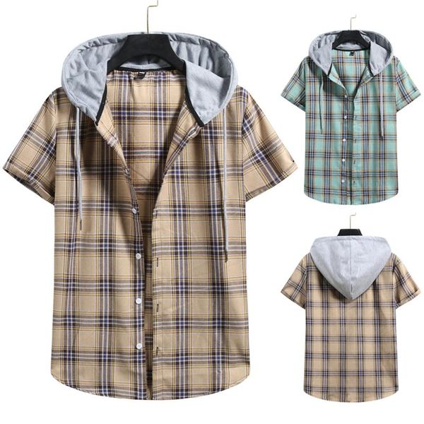 men's t-shirts chamsgend clothing summer casual loose lapel hooded check short sleeve shirt hip hop men camisas hom drop, White;black
men's t-shirts chamsgend clothing summer casual loose lapel hooded check short sleeve shirt hip hop men camisas hom drop, White;black