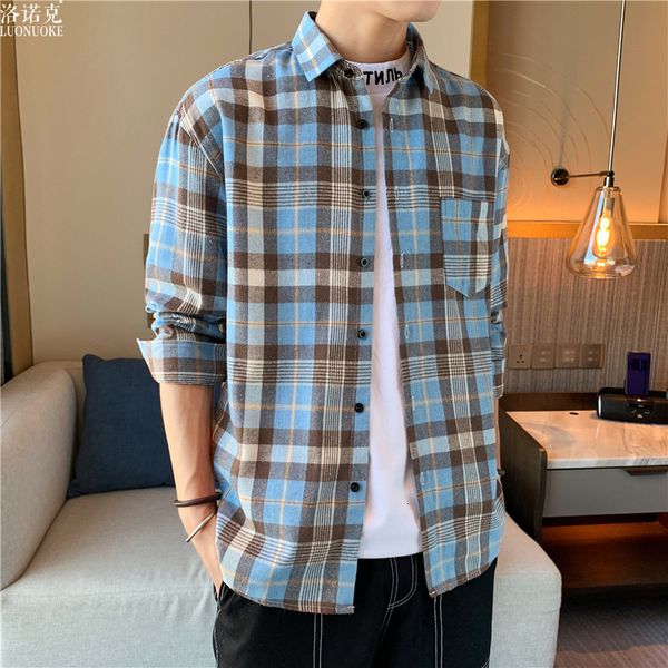2021 lornock new men's shirt programmer's aigang student casual plaid long sleeve youth, White;black
2021 lornock new men's shirt programmer's aigang student casual plaid long sleeve youth, White;black