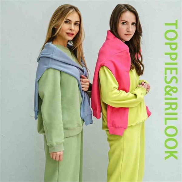 casual oversized two piece set woman suit female tracksuit pant o-neck sweatshirts white sweatpants 210421
casual oversized two piece set woman suit female tracksuit pant o-neck sweatshirts white sweatpants 210421