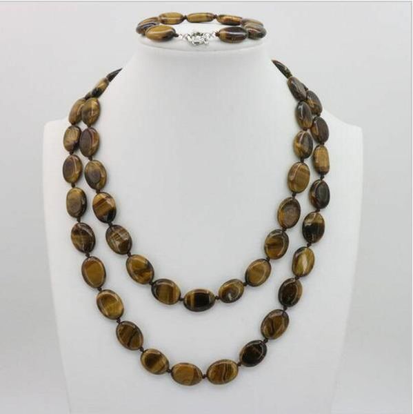 earrings & necklace fashion tiger stone oval shape 13x18mm beads 50 inch bractele 7.5, Silver
earrings & necklace fashion tiger stone oval shape 13x18mm beads 50 inch bractele 7.5, Silver