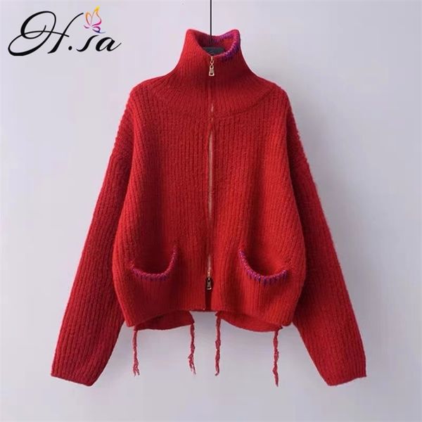 women sweater and cardigans long sleeve coats pockets oversized turtleneck coat zipper 210430, White 
women sweater and cardigans long sleeve coats pockets oversized turtleneck coat zipper 210430, White