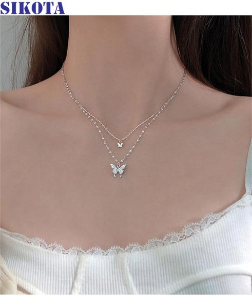 chains 2021 crystal clear butterfly double women's neck chain clavicle simplicity fine jewelry for ladies gift, Silver
chains 2021 crystal clear butterfly double women's neck chain clavicle simplicity fine jewelry for ladies gift, Silver