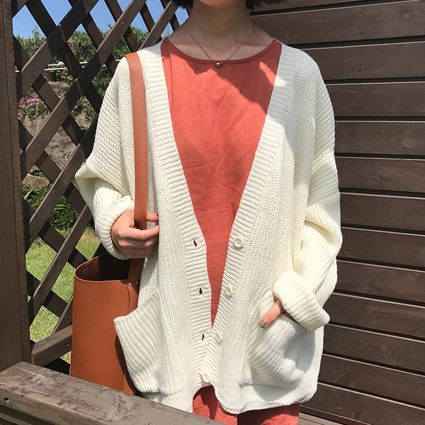 4colors cardigan women preppy style loose knit sweater women casual pocket v neck oversized jacket coat autumn (x640), Black;brown
4colors cardigan women preppy style loose knit sweater women casual pocket v neck oversized jacket coat autumn (x640), Black;brown