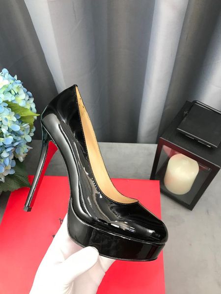 dress shoes women's patent leather round head waterproof platform professional high heel single, Black
dress shoes women's patent leather round head waterproof platform professional high heel single, Black