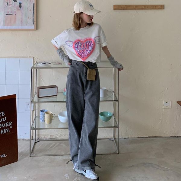 women's jeans cmaz 2021 woman high waist wide leg loose female denim streetwear vintage fashion straight pants, Blue
women's jeans cmaz 2021 woman high waist wide leg loose female denim streetwear vintage fashion straight pants, Blue