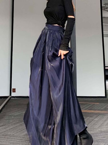 women's pants & capris high-waist oversize lazy pleated trousers for women spring autumn fashion back zipper vintage long dark blue wid, Black;white 
women's pants & capris high-waist oversize lazy pleated trousers for women spring autumn fashion back zipper vintage long dark blue wid, Black;white