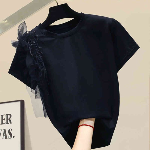 t shirt summer autumn cotton tshirt woman feather shoulder loose short sleeved round neck white t-shirt lady's t shirts top
t shirt summer autumn cotton tshirt woman feather shoulder loose short sleeved round neck white t-shirt lady's t shirts top