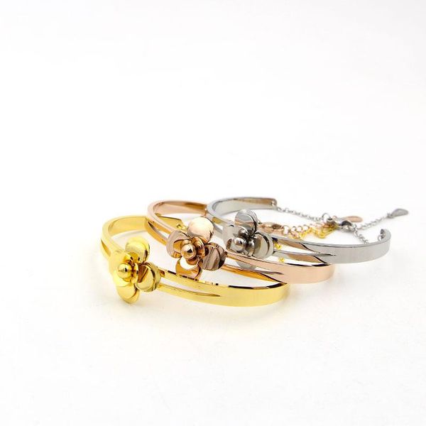 simple stylish opening camellia bracelet female rose gold color gold bracelet titanium steel, Black
simple stylish opening camellia bracelet female rose gold color gold bracelet titanium steel, Black