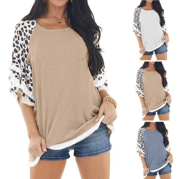 women's blouses & shirts blouse fashion plus size vintage loose v-neck leopard print short sleeves casual camisas de mujer, White
women's blouses & shirts blouse fashion plus size vintage loose v-neck leopard print short sleeves casual camisas de mujer, White