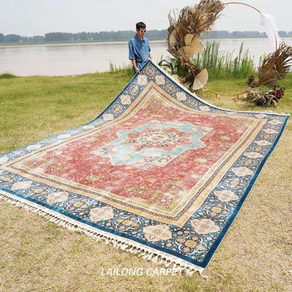carpets 10.2'x14.2' large silk on persian red handmade rug oriental carpet design (zqg421a)