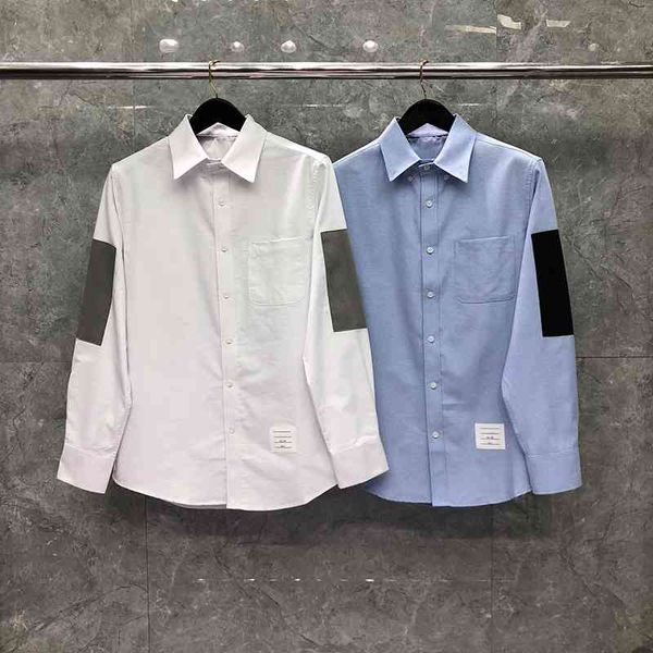 shirt fashion tb thom brand shirts men slim patch long sleeve striped casual shirt turn down collar oxford solid men's clothing, White;black
shirt fashion tb thom brand shirts men slim patch long sleeve striped casual shirt turn down collar oxford solid men's clothing, White;black