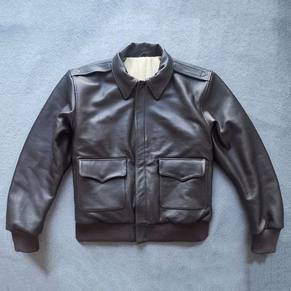 men's leather & faux brown 2021 dark military style a2 jacket europe size xxl genuine natural cowhide winter warm thick pilot coat, Black
men's leather & faux brown 2021 dark military style a2 jacket europe size xxl genuine natural cowhide winter warm thick pilot coat, Black