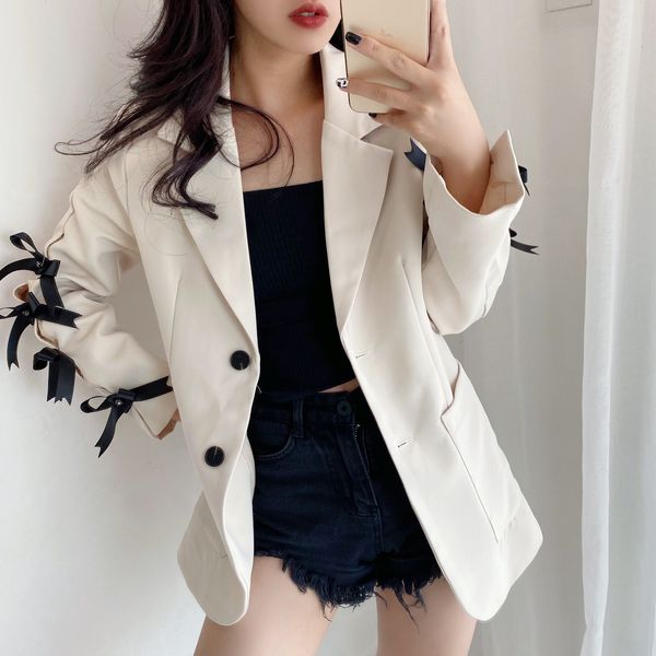 suits other erwear loose feminine blazer stylish chic single-breasted bow ladies fall female jacket qvtl, White;black
suits other erwear loose feminine blazer stylish chic single-breasted bow ladies fall female jacket qvtl, White;black