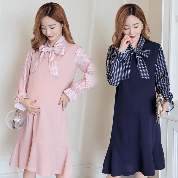 maternity dresses spring autumn fashion bow collar dress elegant striped long sleeve loose clothes for pregnant women pregnancy wear, White
maternity dresses spring autumn fashion bow collar dress elegant striped long sleeve loose clothes for pregnant women pregnancy wear, White