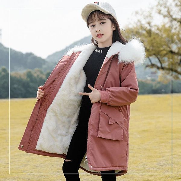 down coat girls' warm jacket winter plus velvet cotton girls hooded big fur collar black red padded long, Blue;gray
down coat girls' warm jacket winter plus velvet cotton girls hooded big fur collar black red padded long, Blue;gray