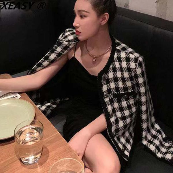 women's jackets xeasy tweed jacket women plaid crop autumn o-neck single breasted cardigan cropped pockets casual coat, Black;brown
women's jackets xeasy tweed jacket women plaid crop autumn o-neck single breasted cardigan cropped pockets casual coat, Black;brown