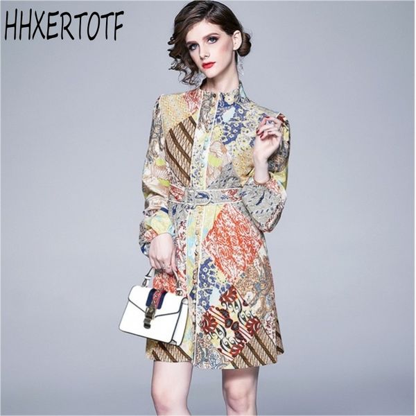 spring autumn fashion runway long sleeve vintage dres's elegant belted printed mini 210531, Black;gray
spring autumn fashion runway long sleeve vintage dres's elegant belted printed mini 210531, Black;gray