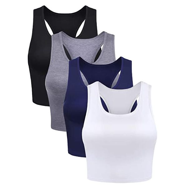 women's 4 pieces basic crop tank women sleeveless racerback sport womens black camiseta tirantes gym clothing, White;black
women's 4 pieces basic crop tank women sleeveless racerback sport womens black camiseta tirantes gym clothing, White;black