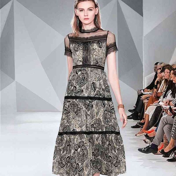 llzacoosh fashion black lace dress women elegant short sleeve mesh patchwork runway designer dress 210514, Black;gray
llzacoosh fashion black lace dress women elegant short sleeve mesh patchwork runway designer dress 210514, Black;gray