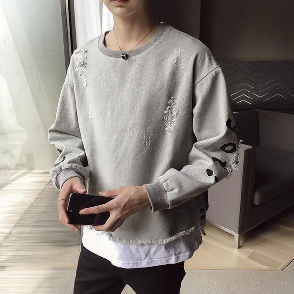 men's t-shirts autumn trend sweater cowboy fake two-piece sleeve hole burr pullover loose long t-shirt, White;black
men's t-shirts autumn trend sweater cowboy fake two-piece sleeve hole burr pullover loose long t-shirt, White;black