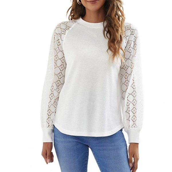 women's blouses & shirts women blouse hollow out lace patchwork autumn waffle raglan sleeve solid color pullover streetwear, White
women's blouses & shirts women blouse hollow out lace patchwork autumn waffle raglan sleeve solid color pullover streetwear, White