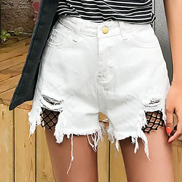 high waist jeans shorts women 2021 casual summer denim fishnet splice beach ma8 women's, White;black
high waist jeans shorts women 2021 casual summer denim fishnet splice beach ma8 women's, White;black