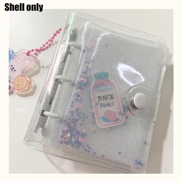 mini pvc loose-leaf book cover 3 hole spiral planner bag pp diary transparent shimmering inner page notepads, Purple;pink
mini pvc loose-leaf book cover 3 hole spiral planner bag pp diary transparent shimmering inner page notepads, Purple;pink