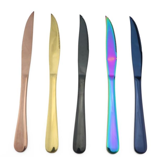 multi-color stainless steel rainbow sharp steak knife flatware table knives cutlery set black dinner silverware sets
multi-color stainless steel rainbow sharp steak knife flatware table knives cutlery set black dinner silverware sets