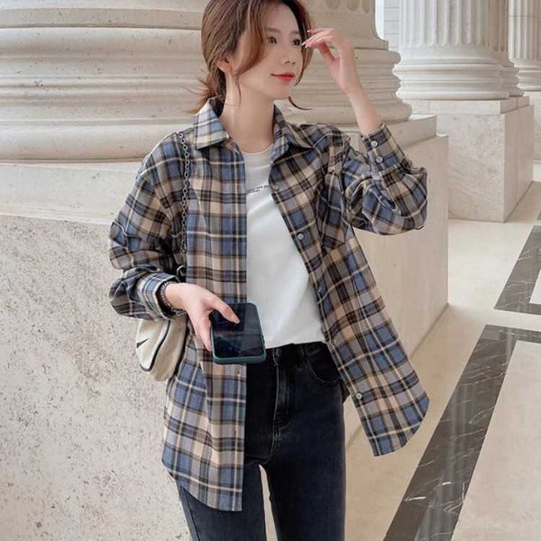 spring fashion ladies long sleeve casual blouses vintage female streetwear plaid women loose chic shirts 210526, White
spring fashion ladies long sleeve casual blouses vintage female streetwear plaid women loose chic shirts 210526, White